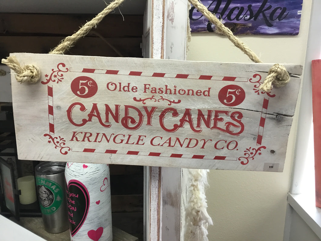 Olde fashioned candy canes Repurposed wooden sign