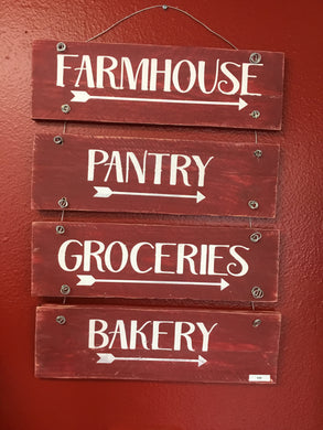 Farmhouse pantry groceries bakery Repurposed wooden sign